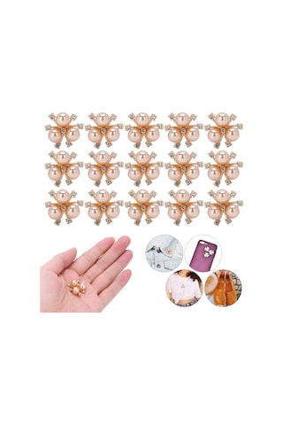 Lemestar Şampanya Rengi 3 İmitasyon İpek Çiçek, Cam Taşlı Broş, Gömlek Yaka/üst Dekorasyon, 20 Adet, Dikiş/çapaklı Kullanim, El Yapımı Aksesuar Malzemesi Çok Renkli