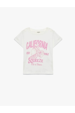 Koton Baskılı Ekru Kız Çocuk T-shirt 6skg10039ak Ekru