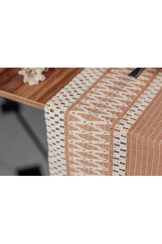 Zethome Runner Pamuk Dantel Püsküllü Bej Runner ,sunum Örtüsü Dantel Bej 35x155 Cm