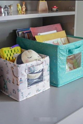Onikiden Baby 2 Li Pencereli Düzenleyici Kutu, Çok Amaçlı Bebek Bakım Organizer Kutu 2 Li Set Mavi Beyaz - Mavi