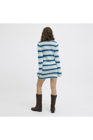 Jack & Jones Kadin Sifir Yaka Uzun Kollu Örgü Elbise - Rory - 12275508 Aqua Sky