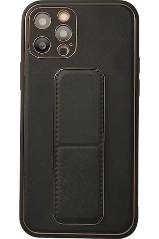 Newface - 360 - İphone 12 Pro Kılıf Coco Deri Standlı Kapak - Kmrsfres - - Siyah