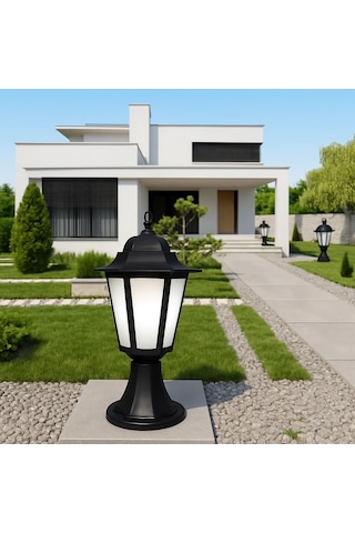 Set Üstü Bahçe Aydınlatma 42 Cm Siyah Dış Mekan Aplik Yol Lambası Ip54 E27 Duylu Direk Tipi Bahçe Lambası 1 Ade