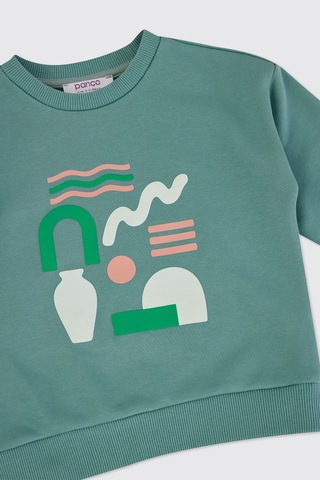 Panço Erkek Bebek Baskılı Yeşil Sweatshirt