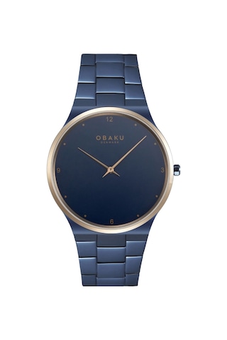 Obaku Denmark V305gxslsl Quartz Çelik Lacivert Safir Cam 42 Mm Erkek Kol Saati Altın