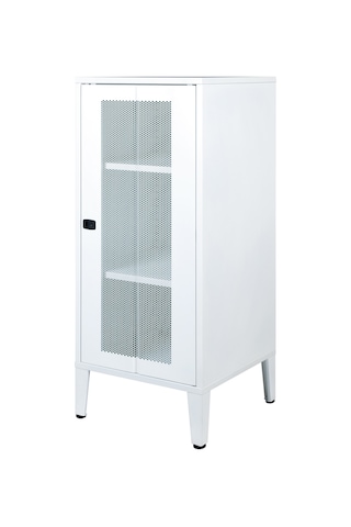 Lande Ziglat Serisi Kilitli Metal Home Office Dolabı %70 Perfore Kapaklı Beyaz Ral 9003 450x940x450 Mm Gri-beyaz