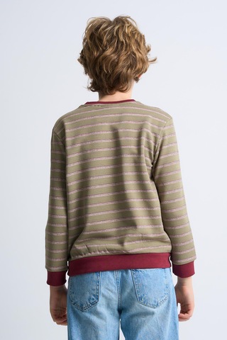 Alexandergardi Alexandergardı Çizgili Bisiklet Yaka Çocuk Sweatshirt Bordo