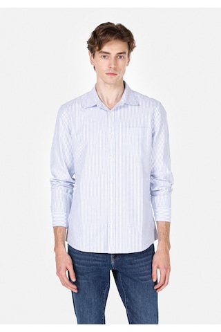 Colin's Colins Slim Fit Shirt Neck Çizgili Erkek Mavi Uzun Kol Gömlek Cl1074004 Q1.v1 Ble