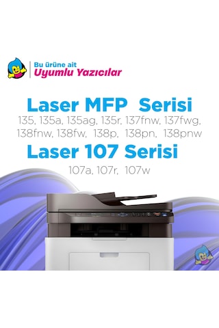 Hp 106a W1106a Uyumlu Toner - Çipli A Plus / 107a / 107w / Mfp 135w / Mfp 137fnw