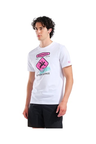 Arena Slippery Surface Print Erkek Beyaz Günlük Stil T-shirt 011332100