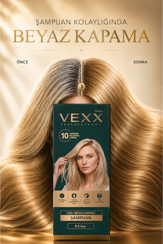 Vexx Professional Beyaz Kapatıcı Pratik Boya Şampuan Sarı 9.0 Amonyaksız Formül 300 Ml.