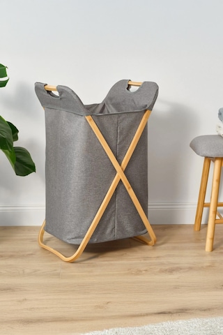 İronika Bambu Banyo Kirli Sepeti Çocuk Oyuncak Kutusu Oyuncak Sepeti Gri