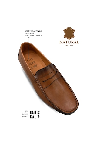 Sermoda Erkek Loafer - Hakiki Deri Rok Loafer Erkek Ayakkabı Taba