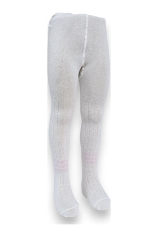 Çizgili Pamuklu Çocuk Külotlu Çorap Krem