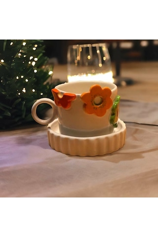 Renki Çiçekli Fincan Mug