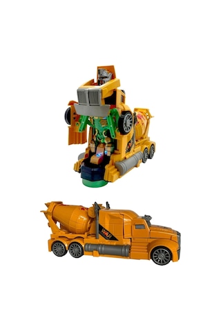 Robota Dönüşen Sesli Işıklı Çarpıp Dönen Oyuncak Beton Mikseri 21cm