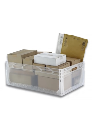 Alpbx 1.kalite Şeffaf Plastik Kasa 60x40x22 Cm - Kutu 44 Litre Şeffaf