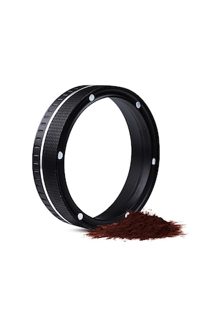 Yunboo Alüminyum Kahve Toz Toplama Halka, 6 Mıknatıslı Tutma, Kayma Engelleme Elmas Dokusu, 51mm Siyah, Delonghi/donlim V.b. Filtre Torbaları İçin Uyumlu Siyah