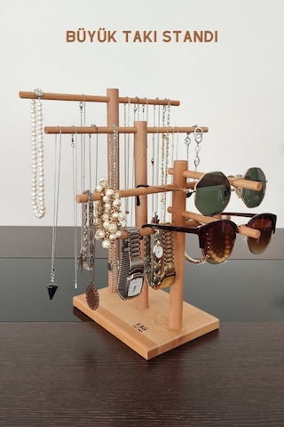 Takı Organizer Ahşap Takı Askısı 35 Cm Takı Standı. Kolye Askısı Takı Düzenleyici