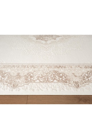 Look Classıc Lk004g Çerçeveli Krem Klasik Desen Akrilik Dokuma Taban Tozuaz Oturma Odası Halısı-1032 Krem