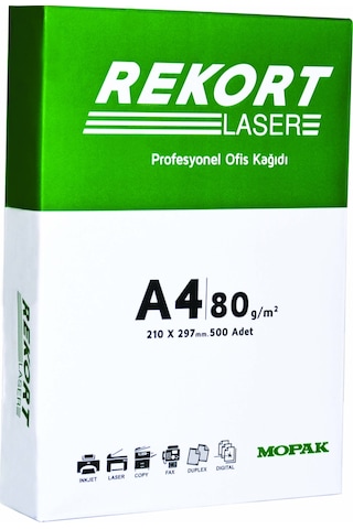 Mopak Rekort A4 80 G Fotokopi Kağıdı 5 Paket 1 Koli