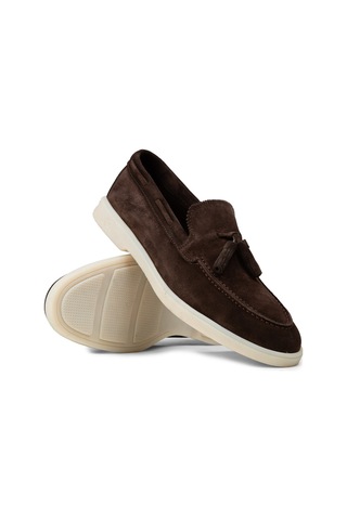 Deery Erkek Hakiki Süet Kahverengi Püsküllü Loafer - 02027mkhvc01