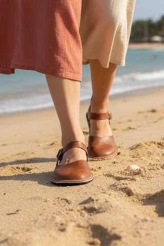 Bodhi Handcraft Kadın Barefoot Hakiki Deri Minimalist Günlük Sandalet El İmalatı Kahverengi