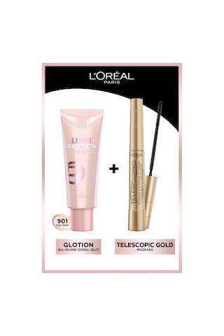 L'Oréal Paris Telescopic Maskara + Glotion All-In-One Doğal Işıltı 901 Fair Glow