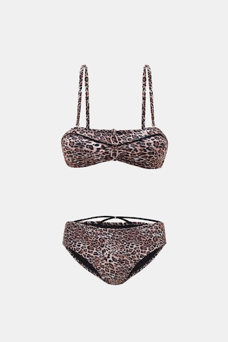 Capetown Leopar Desenli Straplez Biyeli Bikini Takım Leopar