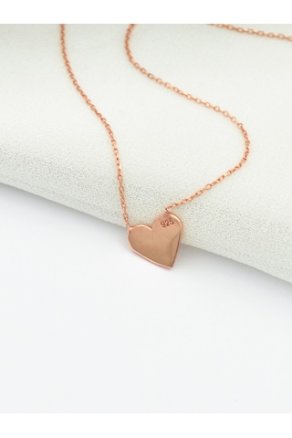 Brezza Lusso Jewelry 925 Ayar Gümüş Nazar Gözlü Mineli Kalp Kadın Kolye 4 42 CM 42 CM