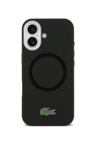 Apple Uyumlu iPhone 17 Kılıf Lacoste Lisanslı M-safeli İkonik Logolu Metal Kamera Çerçeveli Silikon Kapak Siyah Siyah