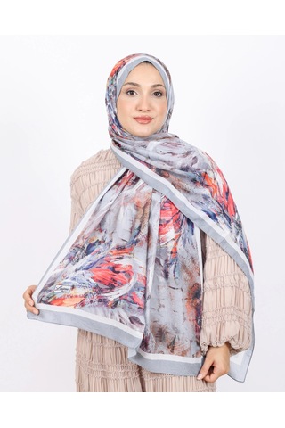 Luissa Bambu Kraş Şal Pastel Desen Gri