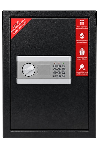 Çelik Elektronik Şifreli Anahtarlı Para Kasası Büyük Boy Ev-ış-ofis-klasör Boy Bf001-xxl