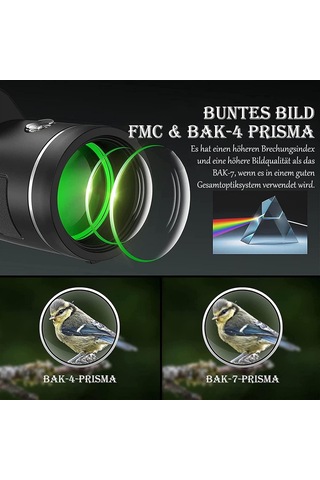 Monoküler Dürbün, 12x50 Yüksek Çözünürlüklü Monoküler Teleskop Akıllı Telefon Tutucu Tripodlu Yetişkinler