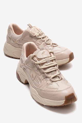 Luvishoes Letty Bej Baskı Fileli Kadın Spor Ayakkabı Bej