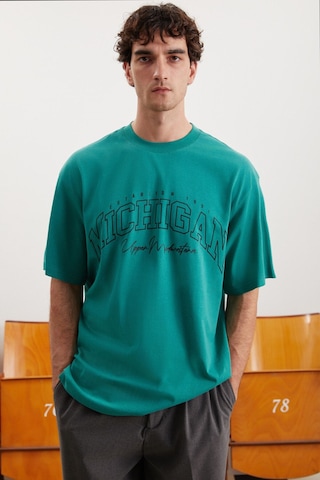 GRIMELANGE Norıs Erkek Regular Fit %100 Pamuk Baskılı Yeşil T-shirt Yeşil