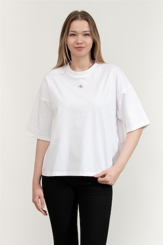 Calvin Klein Bayan T Shirt Lv047d204g Yaa Beyaz Beyaz