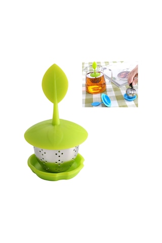 Sones Paslanmaz Çelik Silikon Askılı Çay Poşeti Çay Süzgeçleri Yeşil