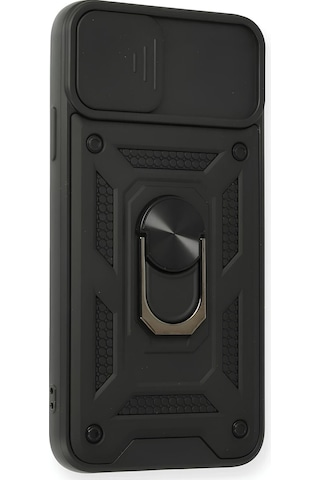 Apple Uyumlu iPhone 14 Kılıf Sürgülü Kamera Korumalı Yüzüklü Stand Olabilen Magnetic Tpu Tank Kapak