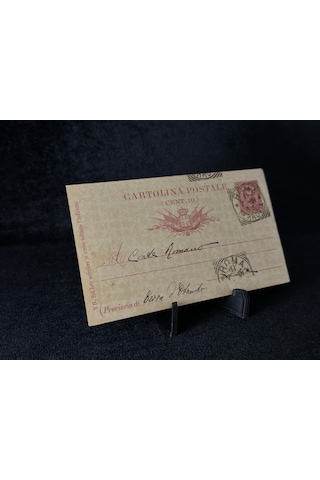 İtalya Antiye 1891 Yıllından Postadan Geçmiş Cartolina Postale Dieci Centesimi 10 Cent Kendinden Pullu