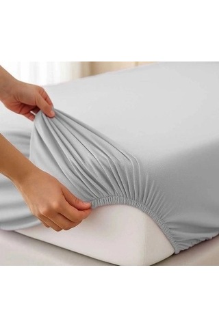 Tek Kişilik Düz Penye %100 Pamuklu Lastikli Çarşaf 100x200 Cm - Newsheet Gri