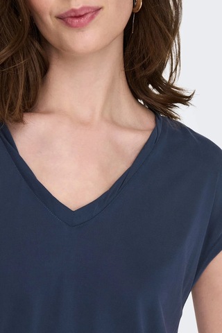 Only Onlhannah S/s V-neck Top Kadın T-shirt 15326642 Lacivert