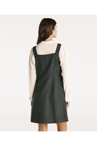 Yargıcı Pile Detaylı Kısa Elbise Haki