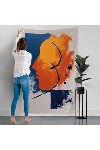 Yağlıboya Görünümlü Soyut İnsan Silüeti Duvar Örtüsü-7650