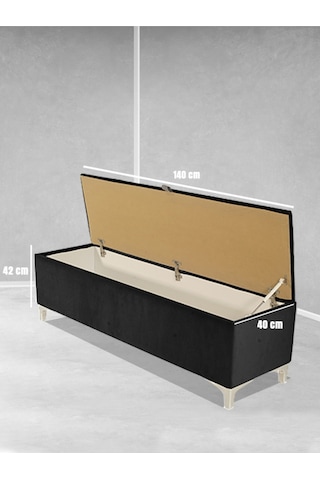 Vetra V2 Sandıklı Puf Antrasit Dilimli Model Sandıklı Bench Puf - Sandıklı Yatak Ucu Bankı