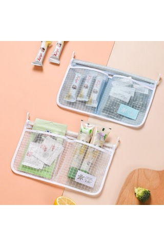 1 Adet Buzdolabı Kapı Düzenleyici, Mutfak Saklama Çantası İçin Buzdolabı Asılı File Çanta, Ev Eşyaları Ayırma Çantası Mavi