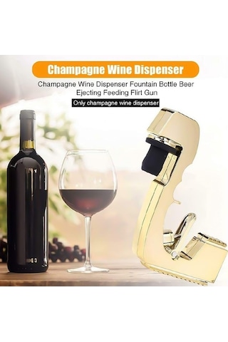 Pazly Plastik Metal Kabarcıklı Blaster Şampanya Şişesi Fışkırtma Tabancası - Vişne Çürüğü Eğlence Seti