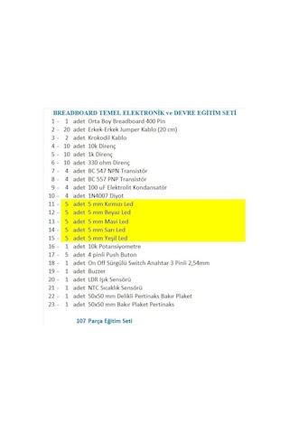 Breadboard Temel Elektronik Eğitim Seti