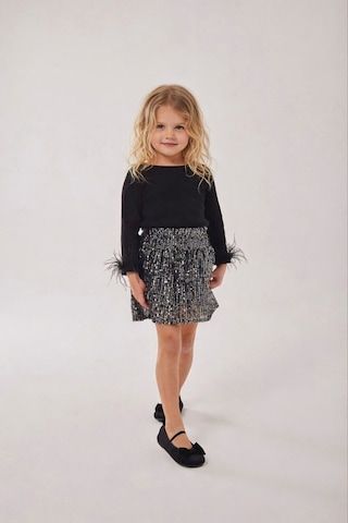 My Kids Wear Kız Çocuk Bayramlık Payet Etekli Takım 12564 Siyah - Beyaz