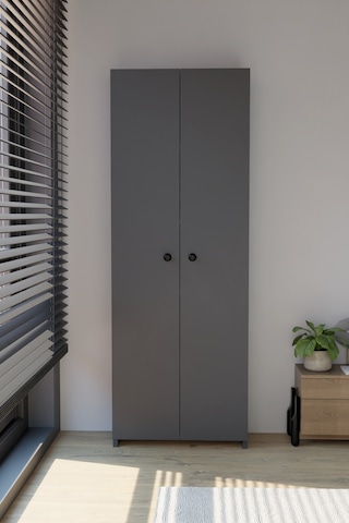 Alpaevmobilya 150 Cm 2 Kapaklı 5 Raflı Geniş Çok Amaçlı Yatak Odası Kıyafet Dolabı Düzenleyici Ve Organizer Antrasit